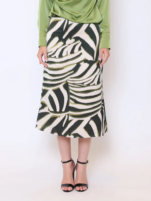 Zebra Stripe Print Satin Mermaid Skirt