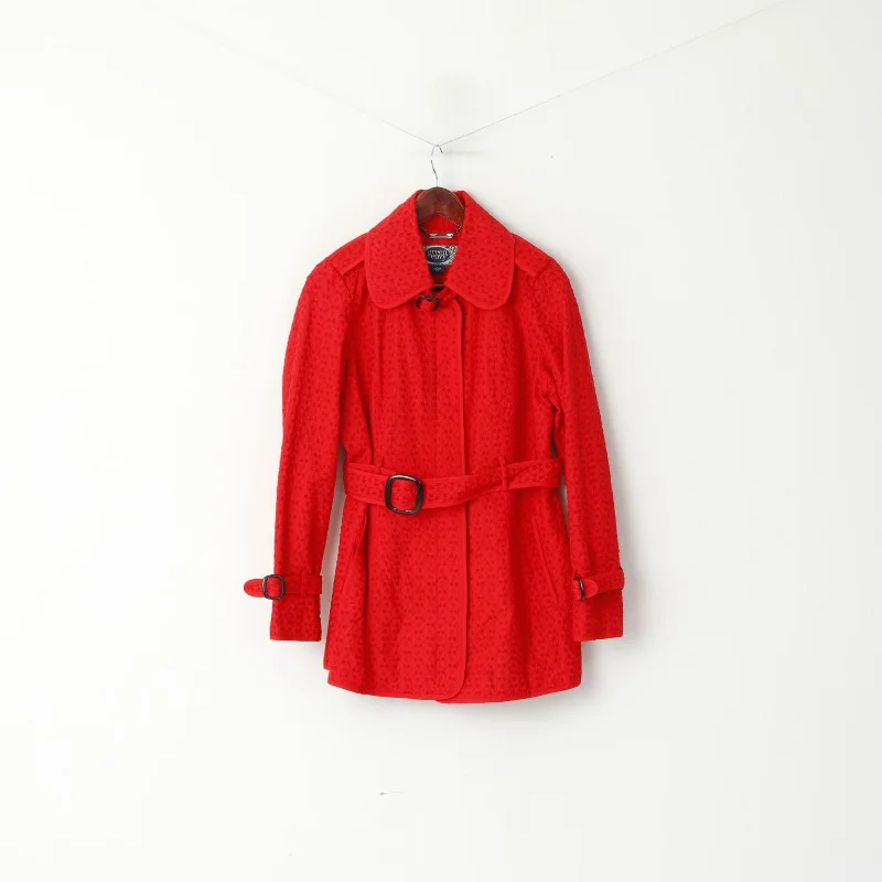 Green With Envy Women L (M) Jacket Red Green Envy Lightweight Belted Fit Coat