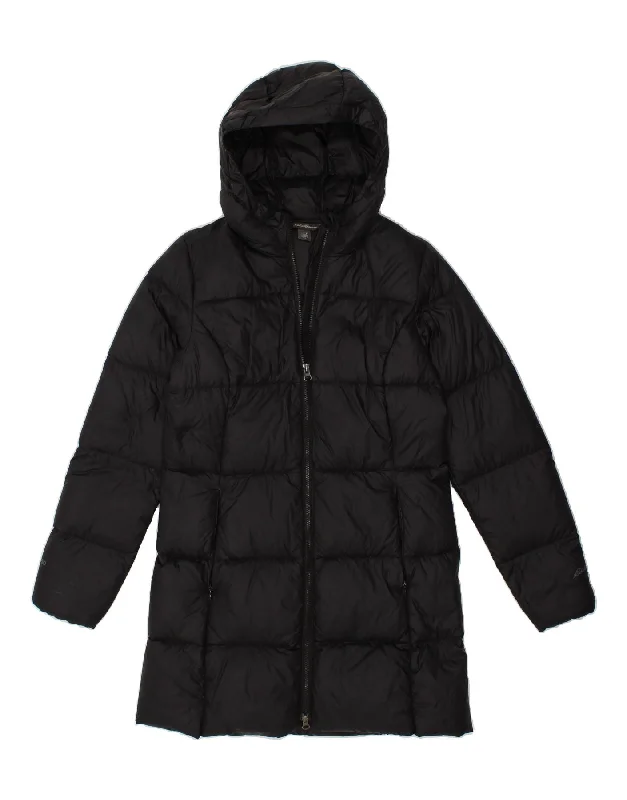 EDDIE BAUER Womens Hooded Padded Coat UK 10 Small Black Nylon