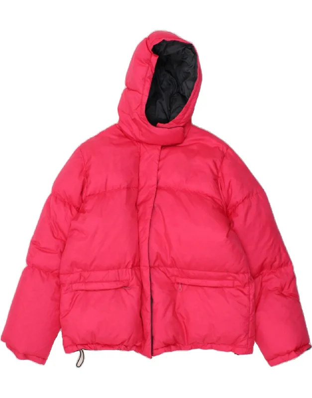 HALFON Womens Hooded Reversible Padded Jacket UK 16 Large Pink Colourblock