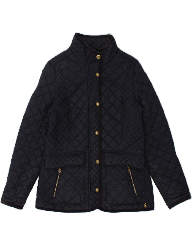 JOULES Womens Quilted Jacket UK 12 Medium Navy Blue Polyamide