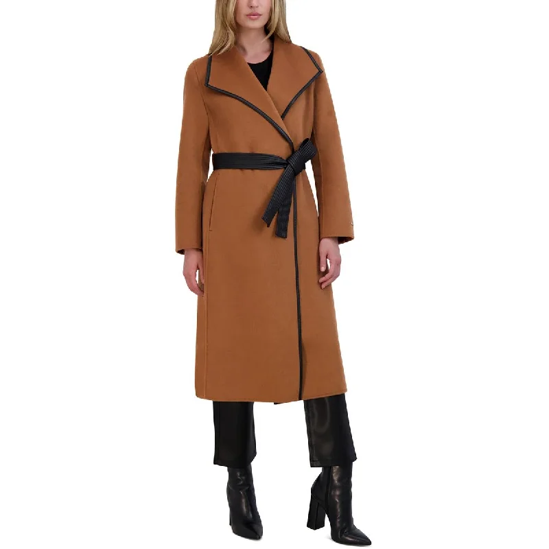 Tahari Womens Wool Blend Maxi Wrap Coat