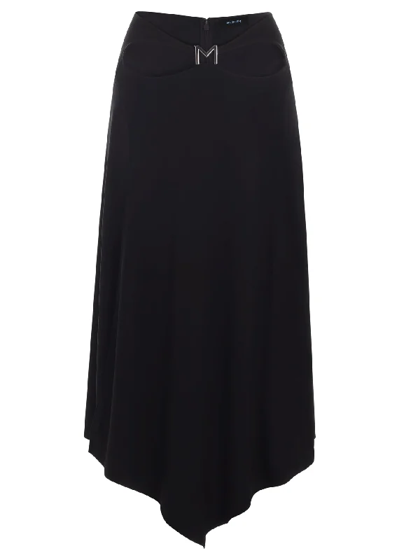 black m cut-out skirt