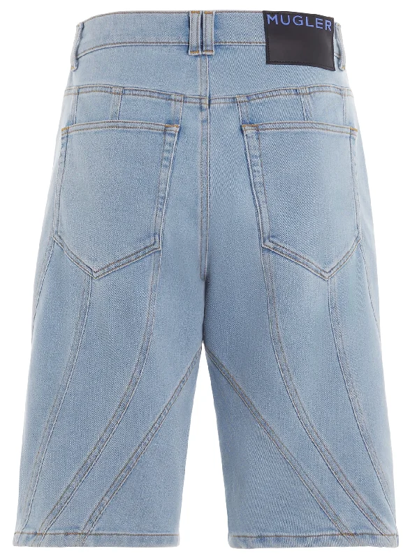 blue spiral baggy denim shorts