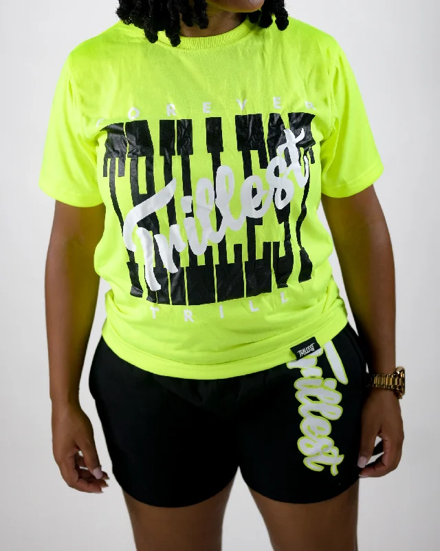 Cursive Women Trillest Shorts - Black/White/Volt Green