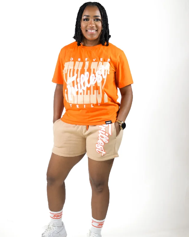 Cursive Women Trillest Shorts - Cream/White/Orange