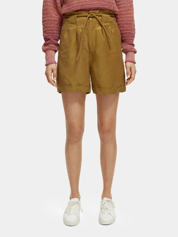 High-rise belted shorts