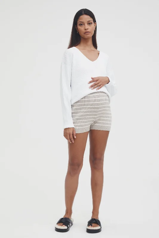 Nevaro Knit Shorts II (Taupe/Ivory Stripe)