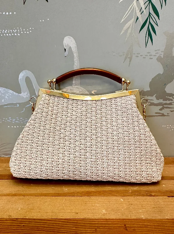 Daisy Woven Clutch Ivory