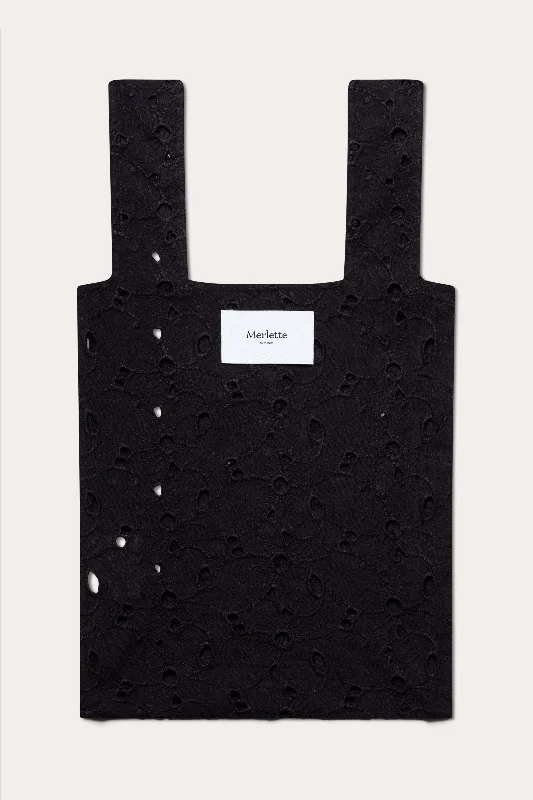 Eyelet Tote Bag in Black