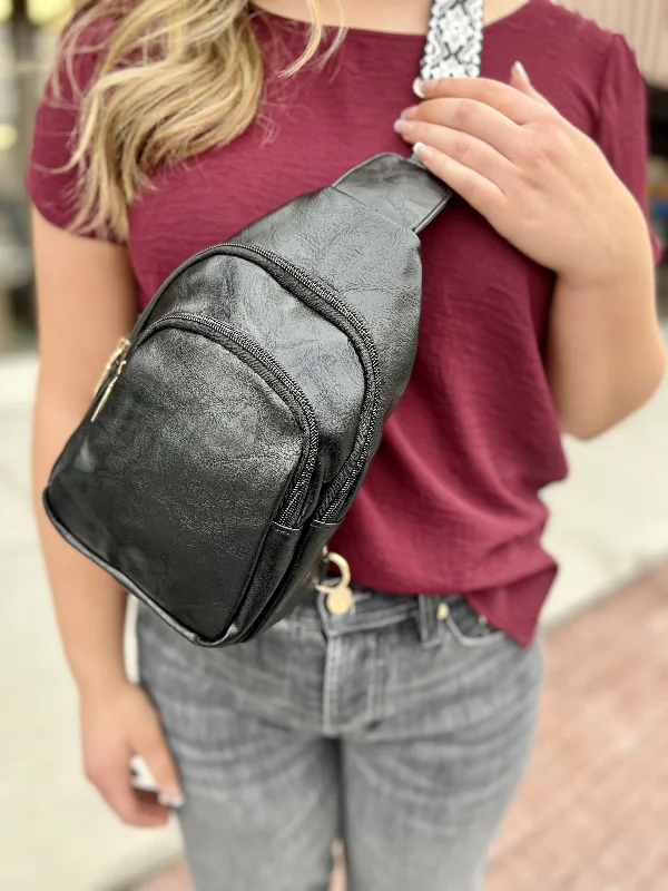 Softest Vegan Leather Sling Crossbody Bag