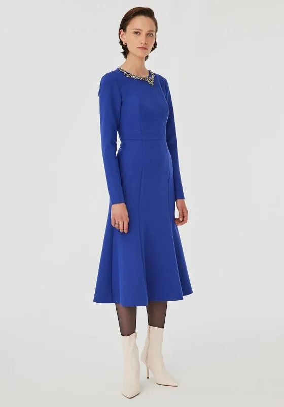 Wrap dress – Dress that wraps around the body and ties at the waist, creating a flattering and adjustable fit.Wrap dress – Dress that wraps around the body and ties at the waist, creating a flattering and adjustable fit.Exquise Fishtail Silhouette Dress, Indigo Blue