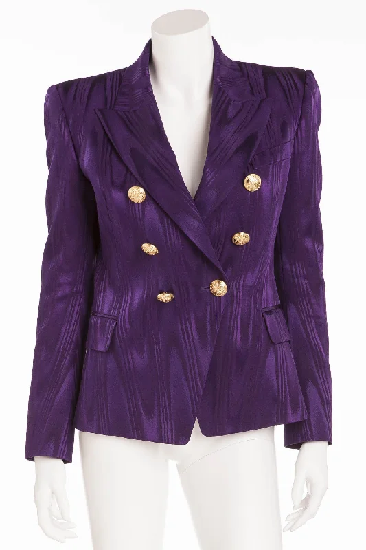 women's blazers that are easy to mix and matchwomen's blazers that are easy to mix and matchBalmain - Moire Effect Purple Striped Blazer Gold Buttons - FR 40