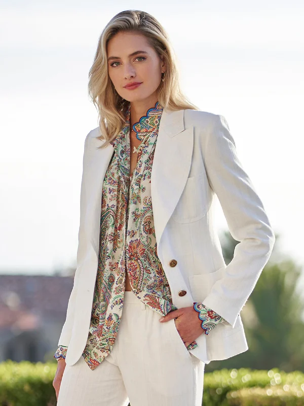 women's blazers with vintage vibeswomen's blazers with vintage vibesEtta Linen and Wool Blend Blazer