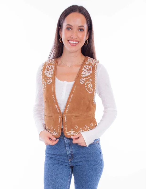 women's waistcoats made of denimwomen's waistcoats made of denimScully Womens White Embroidery Vin Rust Leather Leather Vest