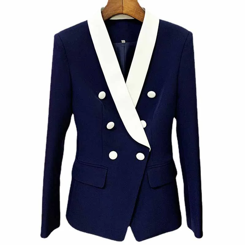 women's blazers that are highly rated by customerswomen's blazers that are highly rated by customersWomen's Shawl Collar Fitted Blazer Lion Buttons Dark Navy