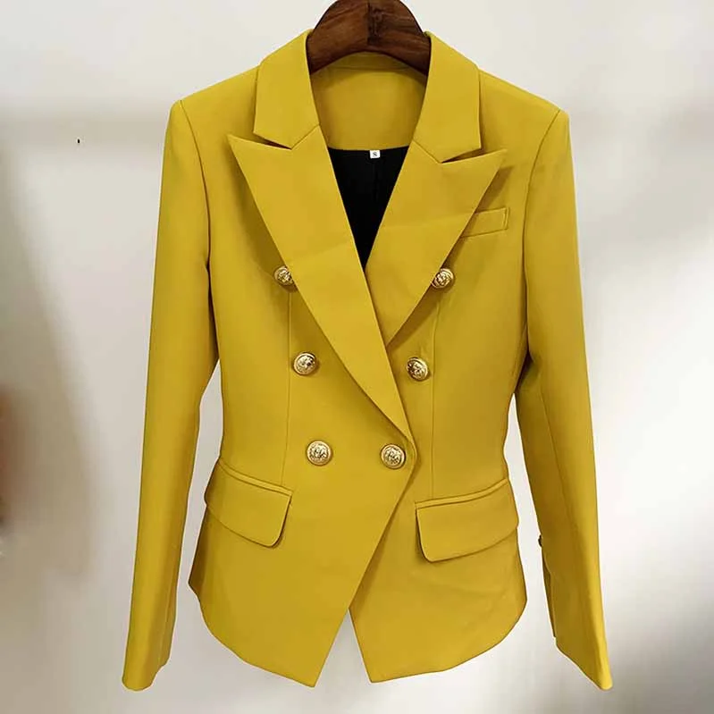 women's blazers that are both fashionable and functionalwomen's blazers that are both fashionable and functionalWomen's Yellow Lion Buttons Fitted Blazer Jacket
