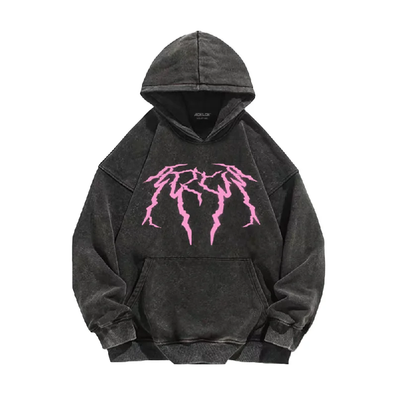 Fitted sweatshirt – Sweatshirt that fits snugly to the body, providing a more tailored lookFitted sweatshirt – Sweatshirt that fits snugly to the body, providing a more tailored lookJapanese lightning Cross Washed Hoodie